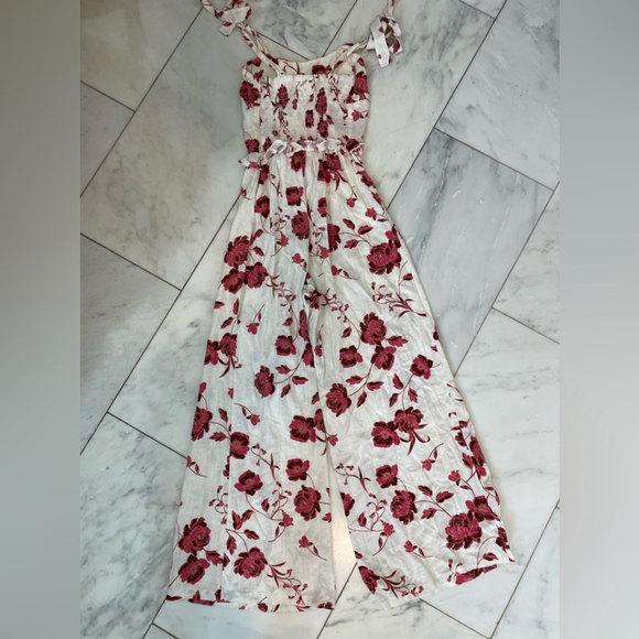 Misa Los Angeles women’s Small linen blend floral pink white wide leg jumpsuit - Picture 12 of 13